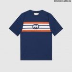 Gucci Interlocking G Stripe Print T-shirt Blue