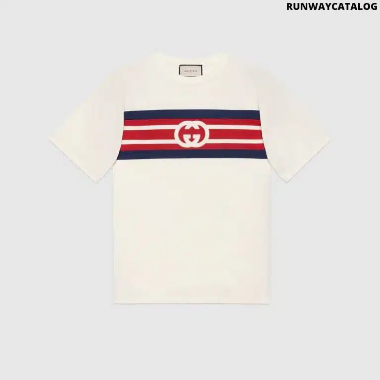 Gucci Interlocking G Stripe Print T-shirt White