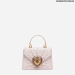 DOLCE&GABBANA SMALL MOIRÉ DEVOTION BAG WITH PEARL EMBROIDERY