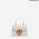 DOLCE&GABBANA SMALL MOIRÉ DEVOTION BAG WITH PEARL EMBROIDERY