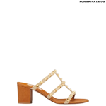 Valentino Rockstud Raffia Slide Sandal