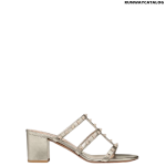 Valentino Metallic Calfskin Leather Slide Sandal