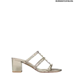 Valentino Metallic Calfskin Leather Slide Sandal