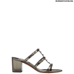 Valentino Metallic Calfskin Leather Slide Sandal