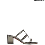 Valentino Metallic Calfskin Leather Slide Sandal