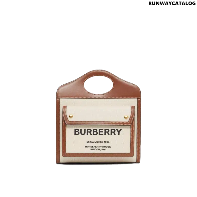 Burberry Medium Two-tone Canvas and Leather Pocket Bag