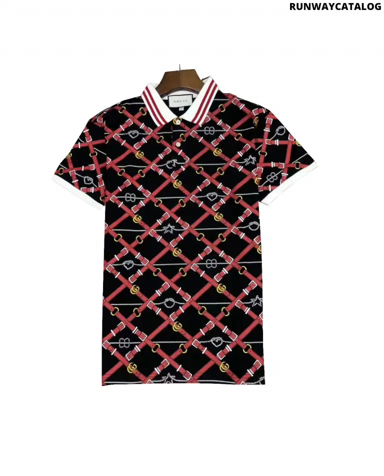 Gucci belt logo print polo t shirt