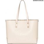 Burberry Small Embossed Crest Leather Tote Bag in White