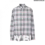 Burberry Logo Print Vintage Check Cotton Oversized Shirt