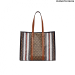 Burberry Monogram Stripe E-canvas Tote Bag