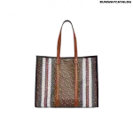 Burberry Monogram Stripe E-canvas Tote Bag