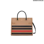 Burberry Medium Striped Intarsia Leather Two-handle Title Bag