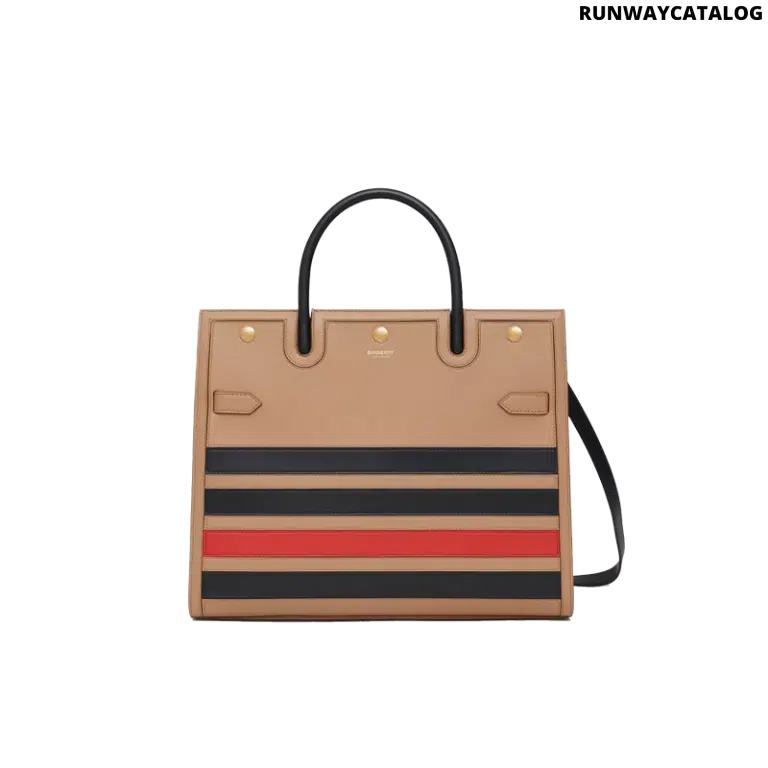 Burberry Medium Striped Intarsia Leather Two-handle Title Bag