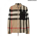 Burberry Contrast Panel Check Wool Cotton Shirt