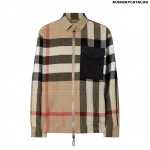 Burberry Contrast Panel Check Wool Cotton Shirt