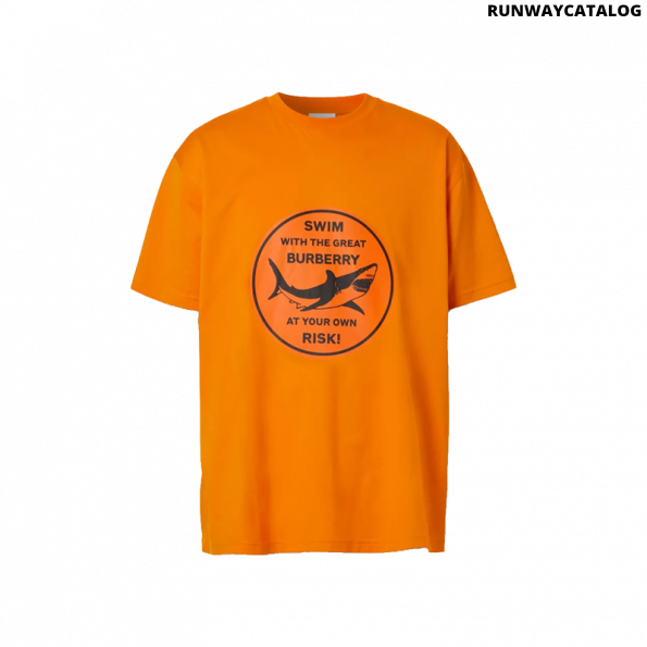 Burberry Shark Graphic Cotton Orange T-shirt - Runway Catalog