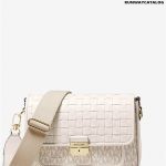 Michael Kors Medium Logo and Woven Leather Messenger Bag