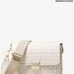 Michael Kors Medium Logo and Woven Leather Messenger Bag