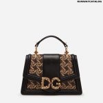 DOLCE &GABBANA SMALL DG AMORE BAG IN BRAIDED RAFFIA AND POLISHED COWHIDE