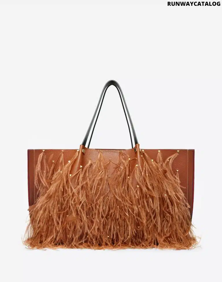 Valentino Large VLOGO Escape Shopper With Feather Details