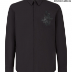 Fendi rhinestone trimmed Alcantara® FF patch shirt