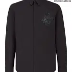 Fendi rhinestone trimmed Alcantara® FF patch shirt