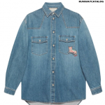 Gucci eco-washed cat-patch organic denim shirt