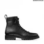 Jimmy choo Black Grained Leather Combat Boots