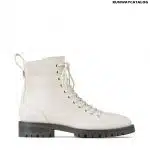 Jimmy choo Latte Grained Leather Lace-Up Boots