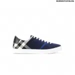 Burberry Cotton Checked Sneakers in Blue