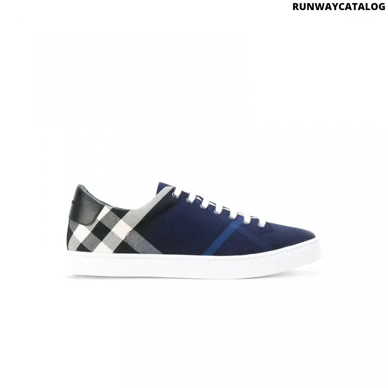 Burberry Cotton Checked Sneakers in Blue