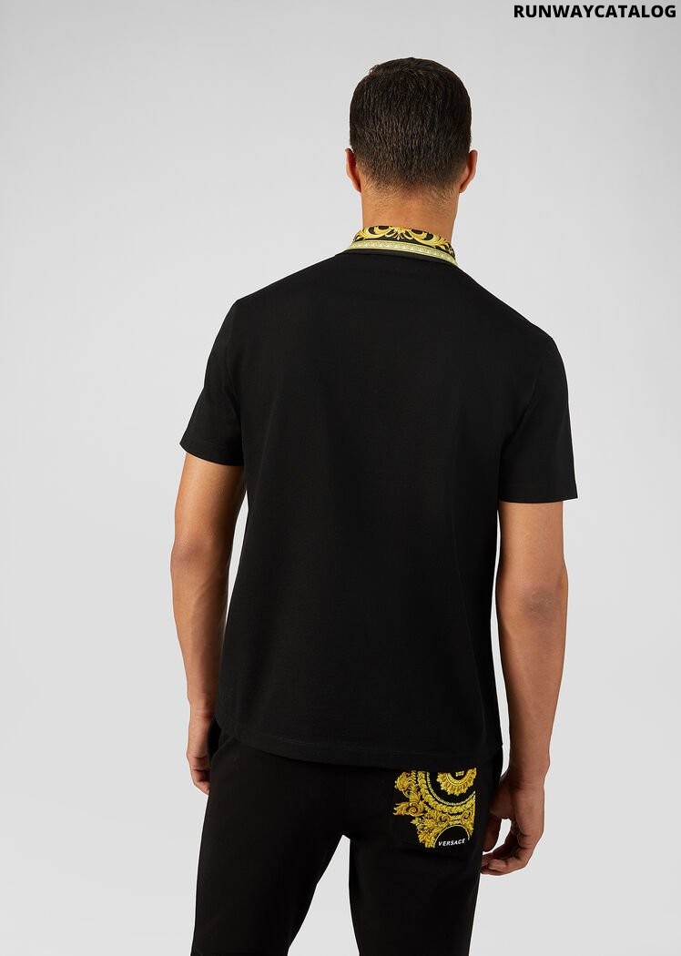 versace barocco motif polo shirt