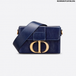 Christian Dior Indigo Blue 30 Montaigne Shiny Crinkled Lambskin Box Bag