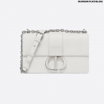 Christian Dior Chalk White 30 Montaigne Stamped Grain Calfskin Flap Chain Bag