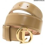 Christian Dior Beige Leather CD Logo Buckle Women Belt