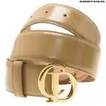 Christian Dior Beige Leather CD Logo Buckle Women Belt