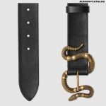 GUCCI Leather belt with snake buckle