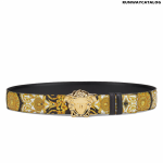 Versace La Medusa Gold Hibiscus Print Belt