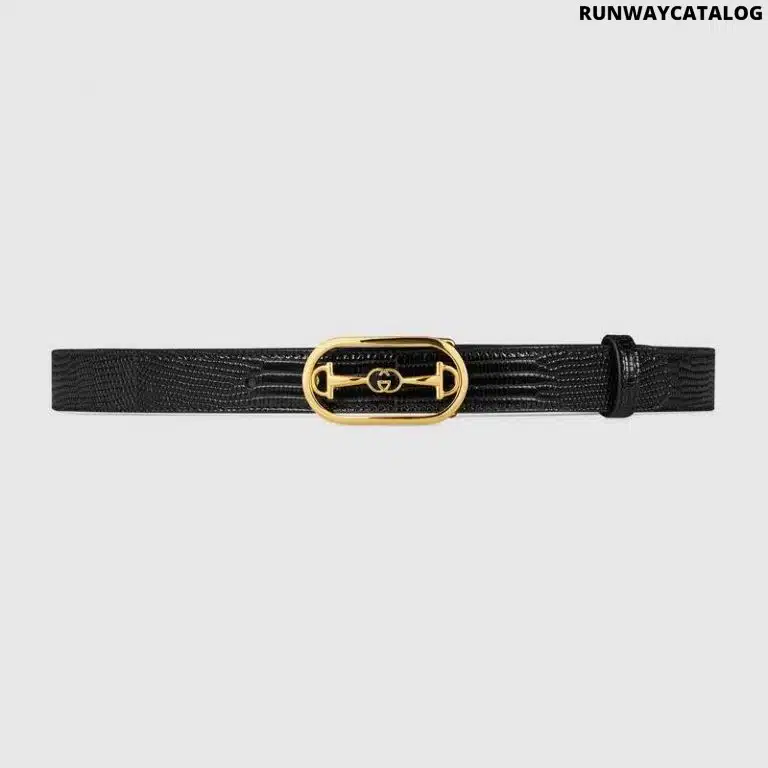 Gucci Lizard Belt with Interlocking G Horsebit Buckle