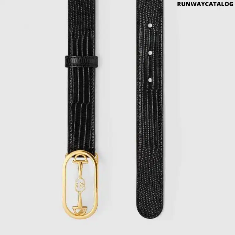 Gucci Lizard Belt with Interlocking G Horsebit Buckle - Image 2