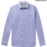 GUCCI Logo-Embroidered Checked Cotton-Poplin Shirt