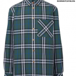 BURBERRY Green Check Cotton Poplin Shirt