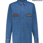 GUCCI Stonewashed denim shirt with Web