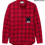 GUCCI Oversized Button-Down Collar Appliquéd Checked Wool-Blend Flannel Shirt