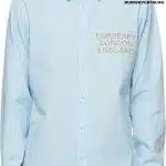 BURBERRY Blue Stretch Poplin Logo Appliqué Shirt