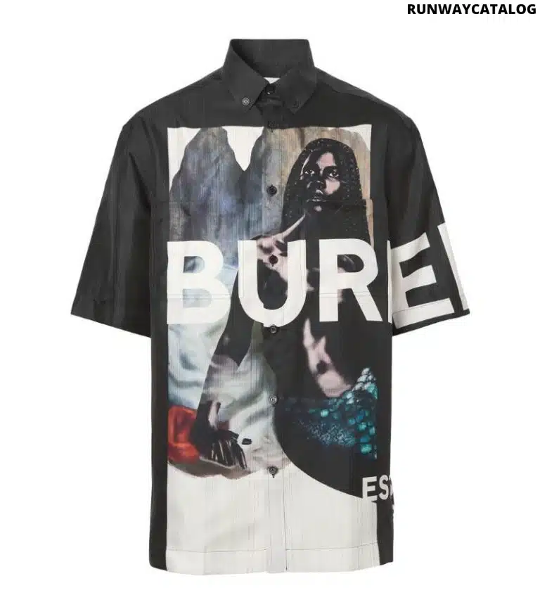 BURBERRY  Silk Memaid Print Short-Sleeved Shirt