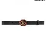 Gucci Leather belt with Double G and crystals