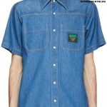 GUCCI Blue Denim Boutique Patch Short Sleeve Shirt