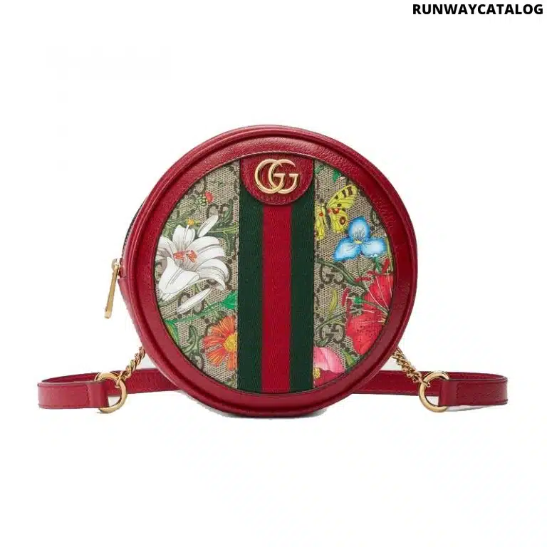 Gucci Ophidia GG Flora mini round shoulder bag