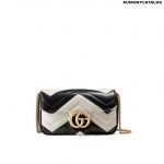 Gucci Super Mini Quilted Leather Chain Shoulder Bag, Black/White